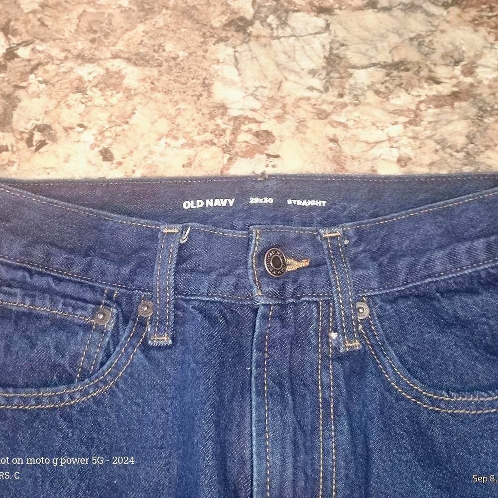 Men's Dark Denim Jeans 29x30 Straight Leg Old Navy - Picture 2 of 3